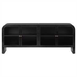 Sheila Updated Traditional Black Iron Curved Media Console - 70&quot;