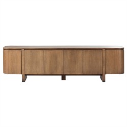Christina Modern Classic Brown Oak Curved Media Cabinet - 92"