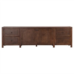 Zack Rustic Lodge Brown Oak Wood Media Console - 78