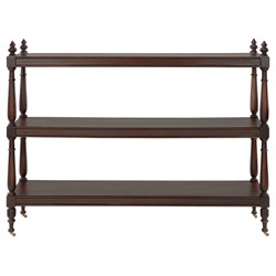 Achard French Country Dark Brown Mango Wood Caster Wide Bar Cart