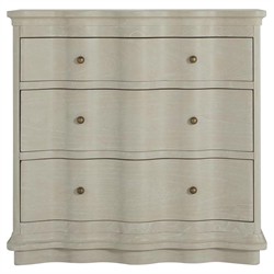Meredith Updated Traditional Cerused White Wood Wavy Nightstand