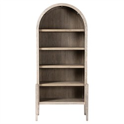 Ivan Updated Traditional White Oak Wood Arched Bookcase