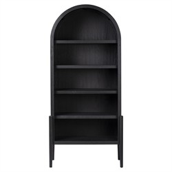 Ivan Updated Traditional Black Oak Wood Arched Bookcase