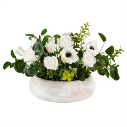 Lorianne Updated Traditional White Mixed Faux Floral Centerpiece