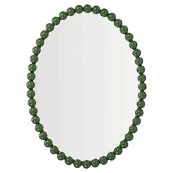 Eisley French Country Green Iron Beaded Frame Wall Mirror