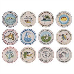 Coraline Coastal Multicolor Stoneware Hotel Restaurant Plate - Set of 12