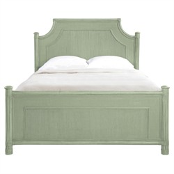 Elliana Coastal Beach Green Arched Wicker Bed - Queen
