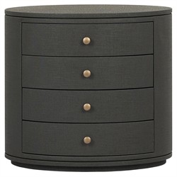 Beatrice Modern Classic Dark Green Painted Linen Oval Nightstand
