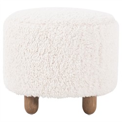 Waverly Modern Classic Off White Faux Shearling Round Ottoman