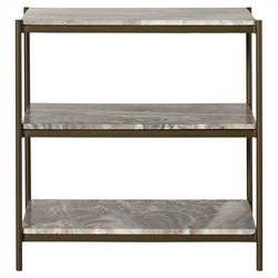 Kian Modern Classic Grey Marble Antique Brass Nightstand