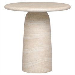 Emilia Modern Classic Sand Beige Concrete Round Pedestal End Table