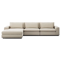 Candace Modern Classic Beige 3-Piece Sectional with Ottoman - 132"