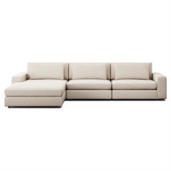 Candace Modern Heathered Ivory Crypton 3-Piece Sectional with Ottoman - 132"