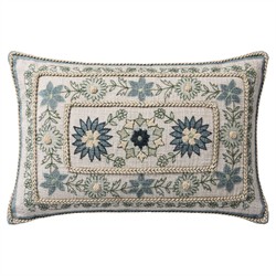 Sienna French Country Blue Cotton Floral Lumbar Pillow - 13x21