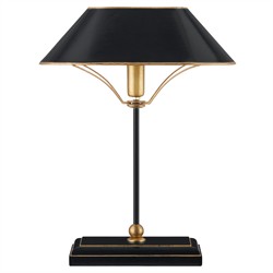 Dresden Updated Traditional Oval Shade Black Wood Table Lamp