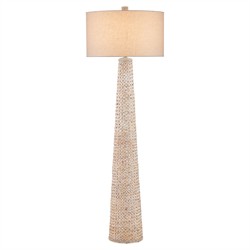 Elliot Coastal Beach Whitewash Water Hyacinth Column Floor Lamp