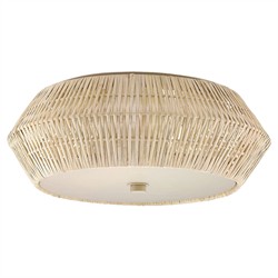 Rica Coastal Beach White Rattan Flush Mount