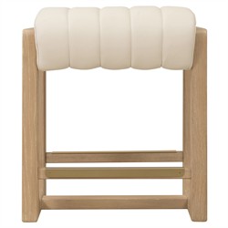 Leni Modern Classic Beige Leather Oak Wood Counter Stool