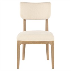 Leni Modern Classic Cream Upholstered Oak Wood Dining Chair