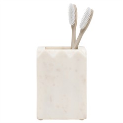 Pigeon and Poodle Proviso Modern Classic White Fluted Marble Brush Holder