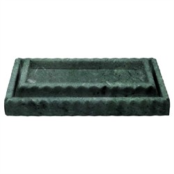 Pigeon and Poodle Proviso Modern Classic Jade Green Fluted Marble Nested Tray - Set of 2