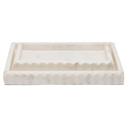 Pigeon and Poodle Proviso Modern Classic White Fluted Marble Nested Tray - Set of 2