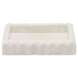 Pigeon and Poodle Proviso Modern Classic White Fluted Marble Soap Dish