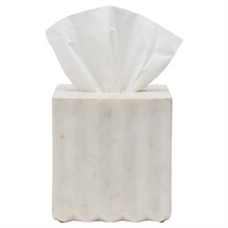 Pigeon and Poodle Proviso Modern Classic White Fluted Marble Tissue Box
