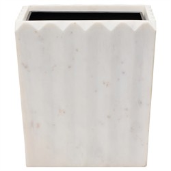 Pigeon and Poodle Proviso Modern Classic White Fluted Marble Rectangular Waste Basket