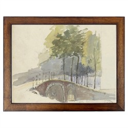 Ashby Traditional Green Bridge Brown Walnut Frame Painting - 8x10