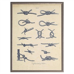 Iver Coastal Blue Knot Antique Silver Beaded Frame Illustration - 24x18