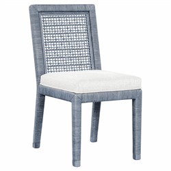 Mako Coastal Beach Blue Rattan White Performance Dining Chair