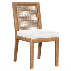 Mako Coastal Beach Brown Rattan White Performance Dining Chair
