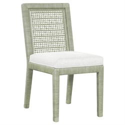 Mako Coastal Beach Green Rattan White Performance Dining Chair