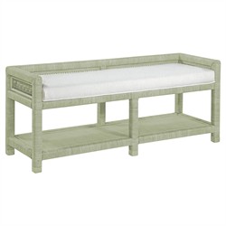 Mako Coastal Beach Green Rattan White Performance Bench