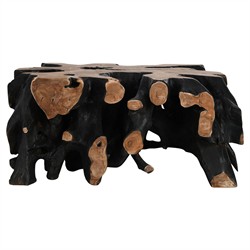 Prescy Coastal Beach Black Brown Teak Root Square Coffee Table