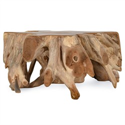Prescy Coastal Beach Natural Brown Teak Wood Root Coffee Table