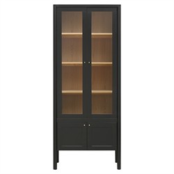 Riona Modern Classic Black Pine Wood Tall Display Cabinet