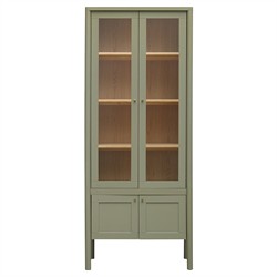 Riona Modern Classic Green Pine Wood Tall Display Cabinet