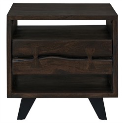 Atlas Rustic Lodge Dark Brown Acacia Wood Nightstand