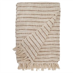 Jojo Coastal Beach Walnut Brown Cotton Striped Oversized Throw Blanket