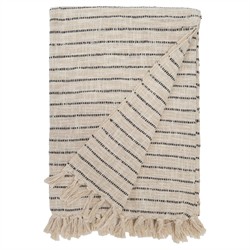 Jojo Coastal Beach Charcoal Cotton Striped Oversized Throw Blanket