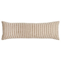Jojo Coastal Beach Walnut Brown Cotton Striped Lumbar Pillow - 14x40