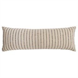 Jojo Coastal Beach Charcoal Cotton Striped Lumbar Pillow - 14x40