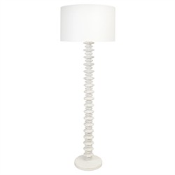 Fishbone Coastal Beach Whitewash Birch Wood Column Floor Lamp