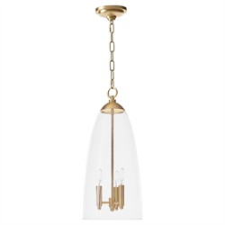 Maiden Updated Traditional Glass Shade Natural Brass Pendant