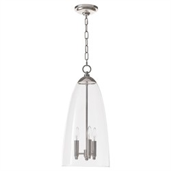 Maiden Updated Traditional Glass Shade Polished Nickel Pendant
