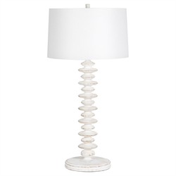 Fishbone Coastal Beach Whitewash Birch Wood Buffet Table Lamp