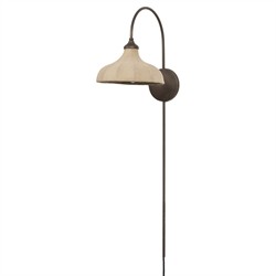 Ansel Updated Traditional Bronze Iron Linen Bell Armed Sconce