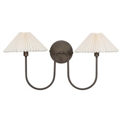 Lisette French Country Bronze Iron Pleated Double Armed Sconce